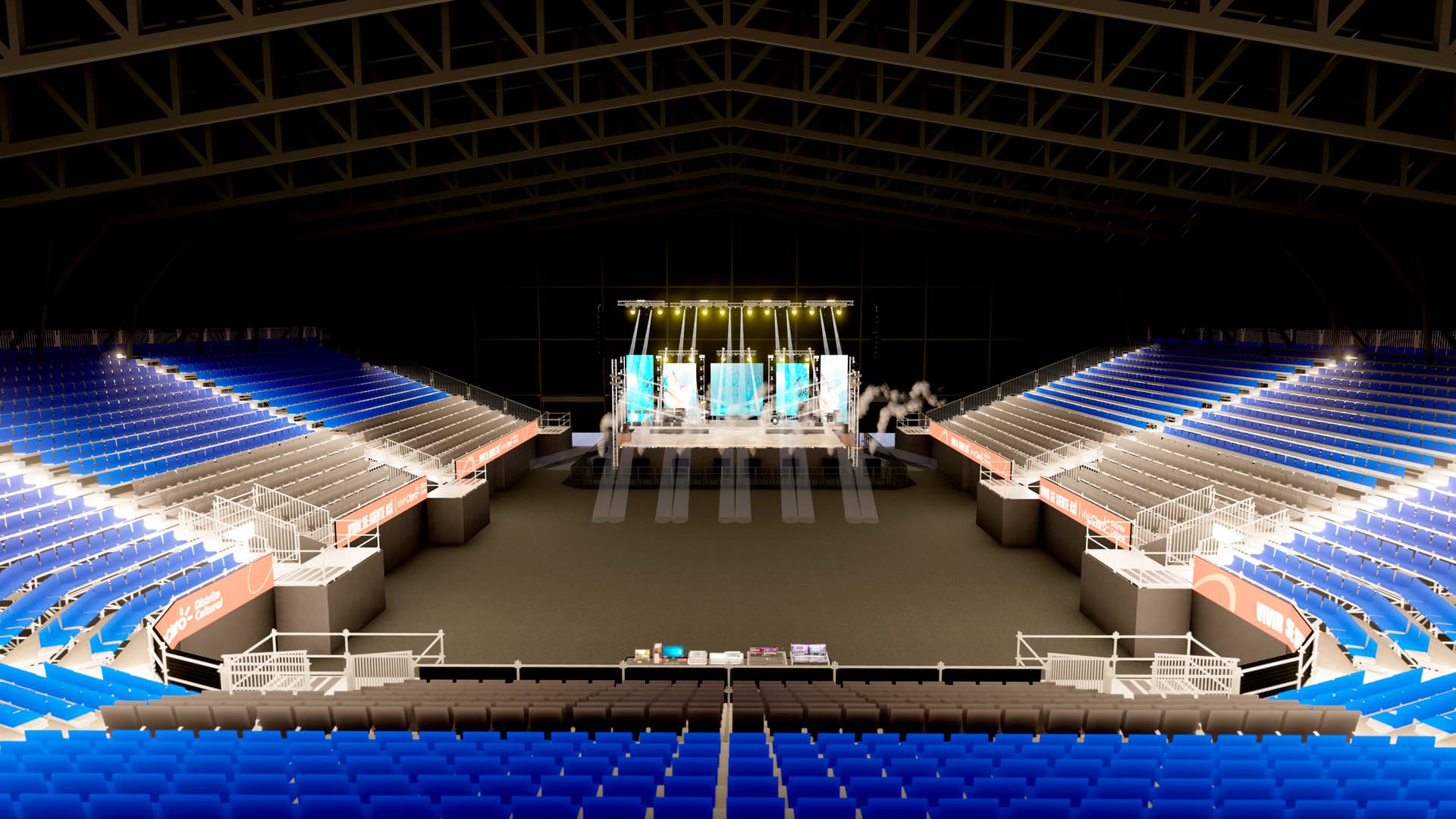 Vista general del Vive Claro Music Hall con sus tribunas y escenario